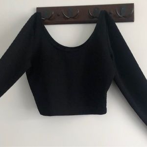 Material Girl long sleeve black crop top